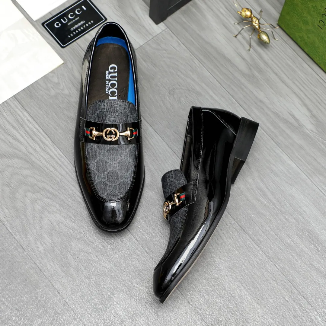 Men's shoes 💰480 Product trademark: GUCCI "Gucci" business slip-on leather shoes Regular size: 38-44 45 custom-made Product materials: Selected patent cowhide splicing printed upper, cowhide lining, original outsole